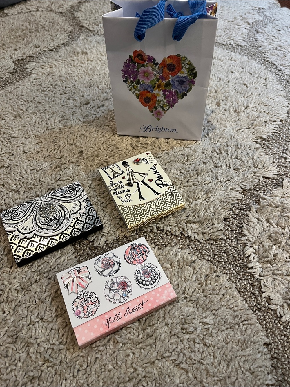 Brighton White and Pink Illustrated Compact note pads